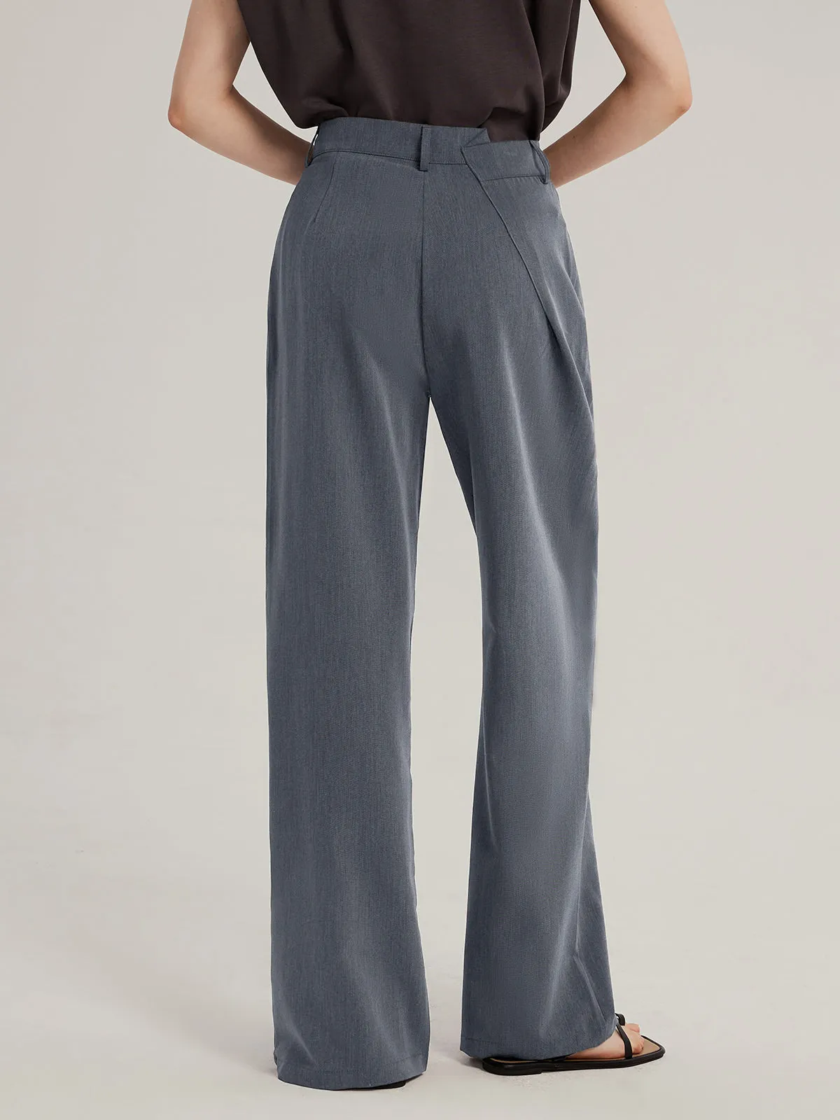 Irregular Waist Wide-Leg Suit Pants