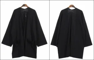 Japanese Oversized 3/4 Sleeve Samurai Long Cotton Jersey Cardigan Kimono jacket