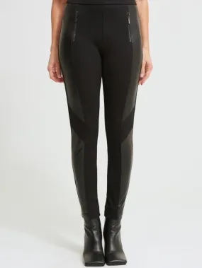 Joseph Ribkoff Black Leggings with Vegan Leather Panels 213385 11 (A)