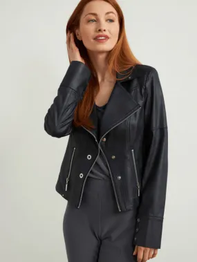 Joseph Ribkoff T Black Faux Leather Jacket 213945 11