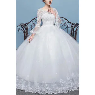 Ketty More Women Bell Sleeve Ball Gown Wedding Dress-KMWDC2801