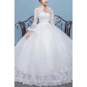 Ketty More Women Bell Sleeve Ball Gown Wedding Dress-KMWDC2801