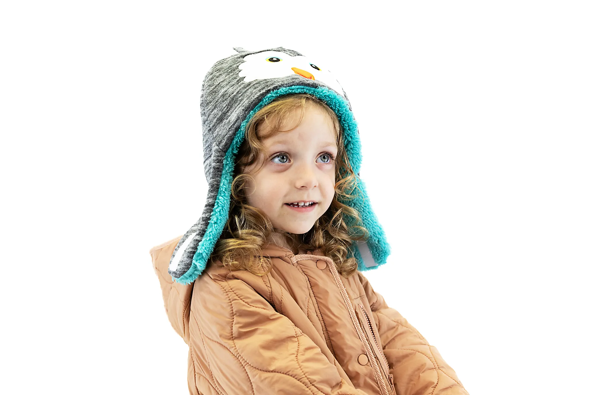 Kids & Baby Reversible Sherpa Hat - Squirrel & Snowy Owl