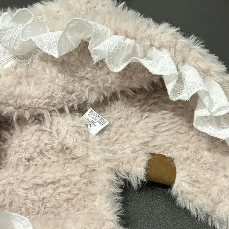 Lace Plush Bear Hat