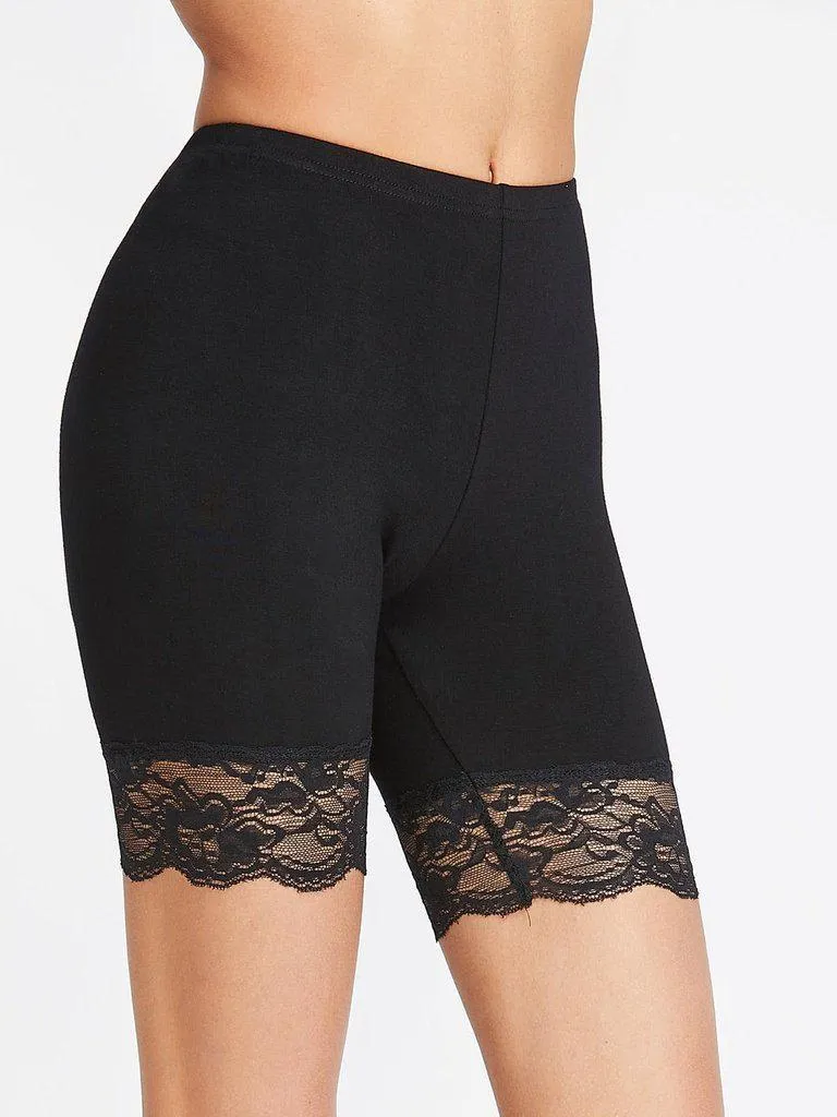 Lace Trim Short Leggings