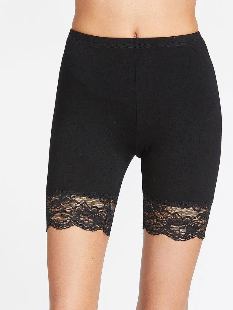 Lace Trim Short Leggings