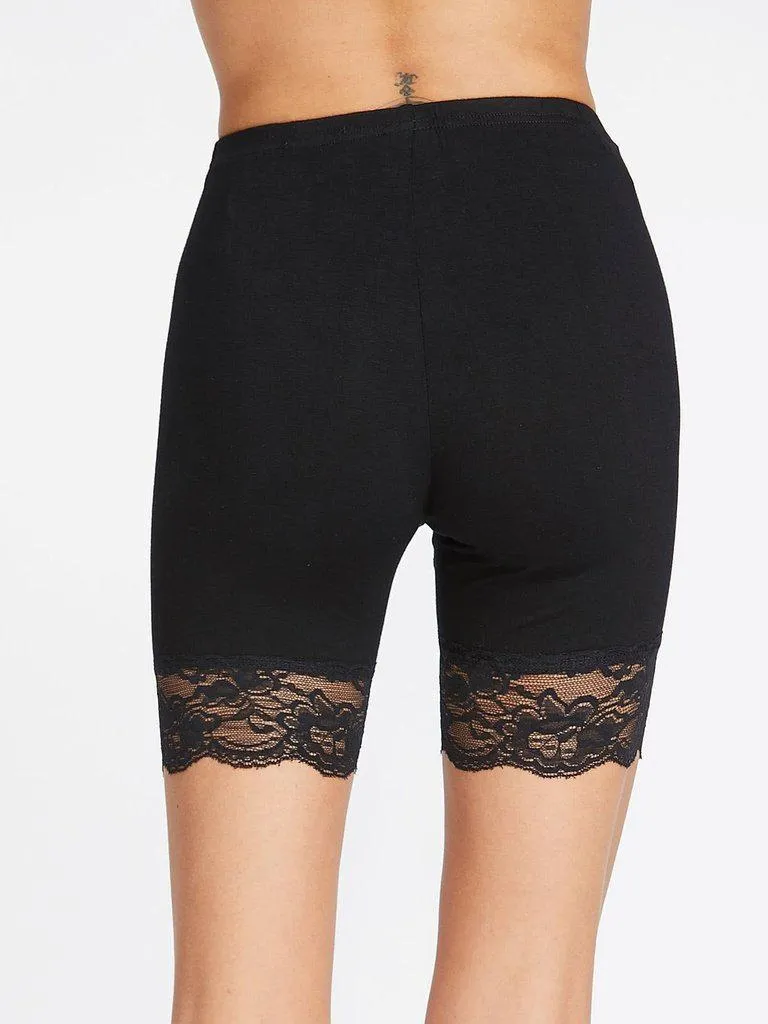 Lace Trim Short Leggings