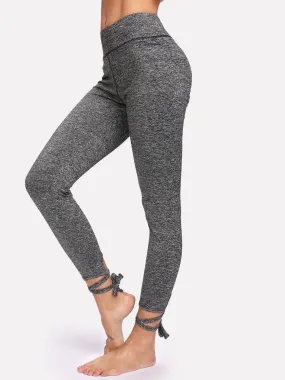 Lace Up Hem Leggings