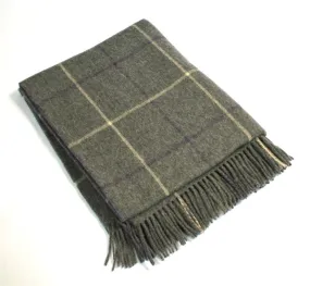 Lambswool Throw - grey, cream and purple check - John Hanly