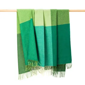 Lambswool Throw - Multi Green Large Blocks - John Hanly