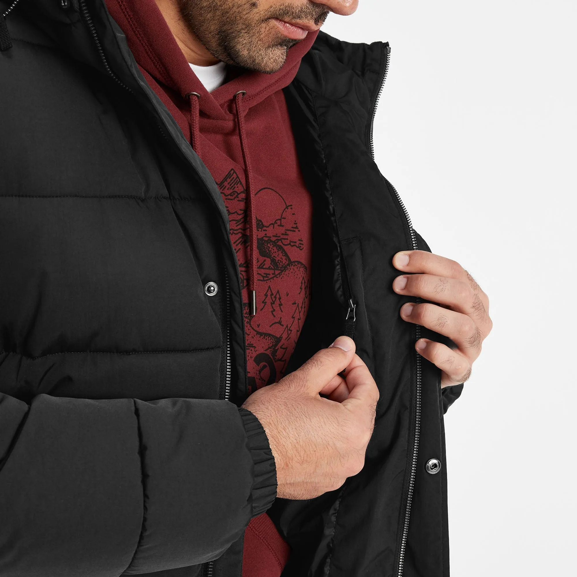 Langrick Mens Long Padded Jacket - Black