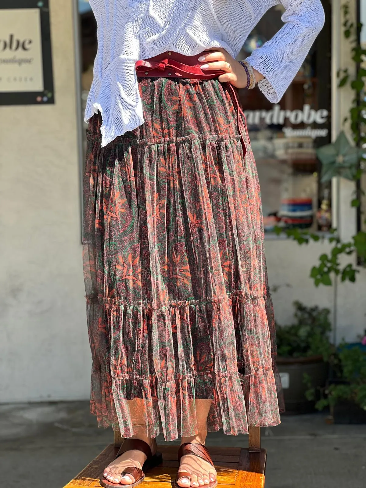 Layered Tulle Skirt Orange