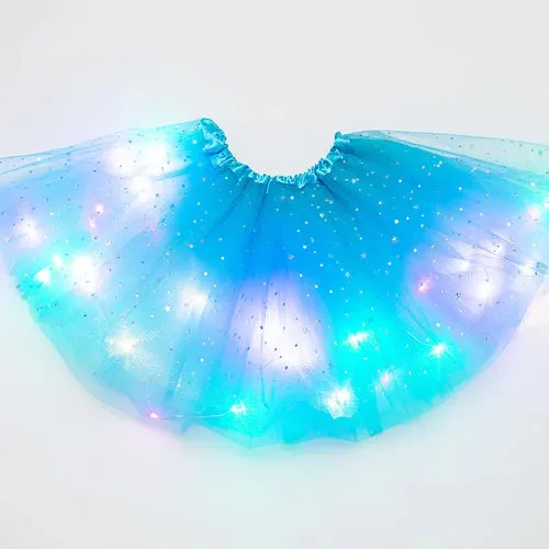 LED Glowing Light Kids Girls Princess Tutu Skirts Children Cloth