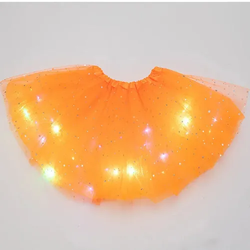 LED Glowing Light Kids Girls Princess Tutu Skirts Children Cloth