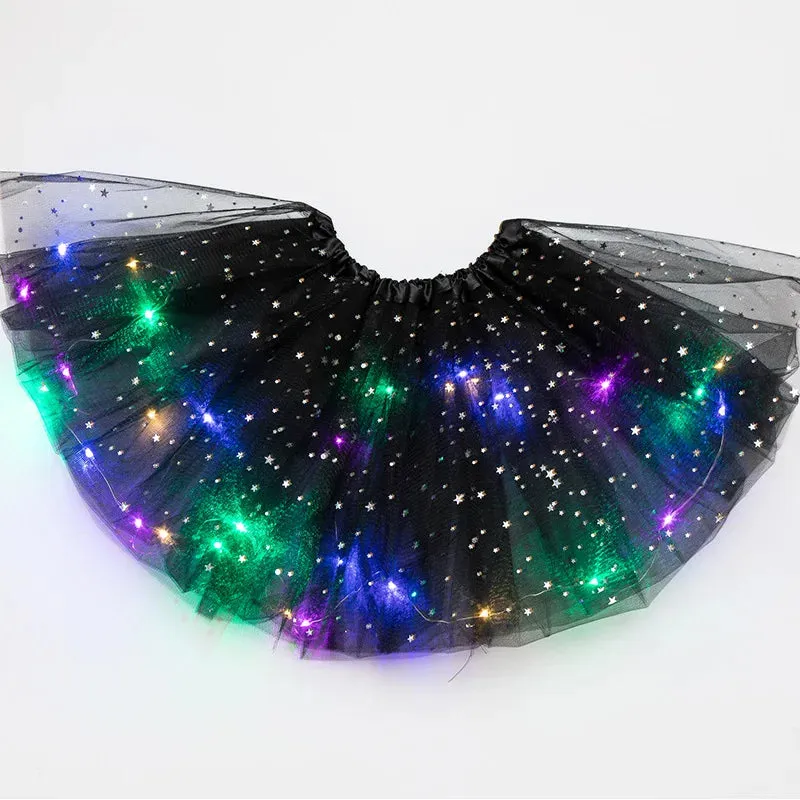 LED Glowing Light Kids Girls Princess Tutu Skirts Children Cloth