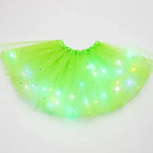 LED Glowing Light Kids Girls Princess Tutu Skirts Children Cloth