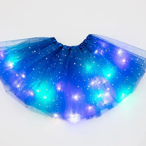 LED Glowing Light Kids Girls Princess Tutu Skirts Children Cloth