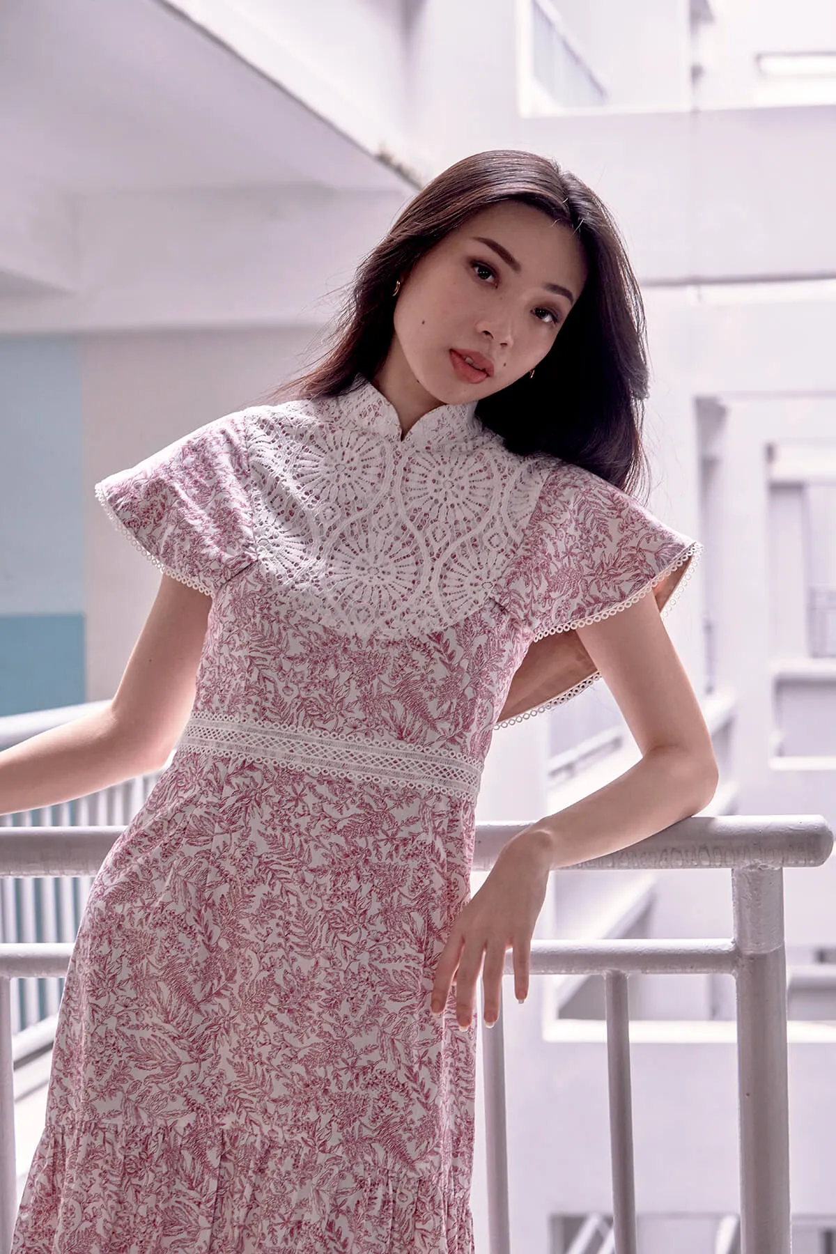 LEXI LACE OVERLAY CAPE CHEONGSAM DRESS