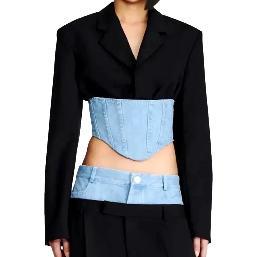 Light pattern denim corset women's jeans blazer