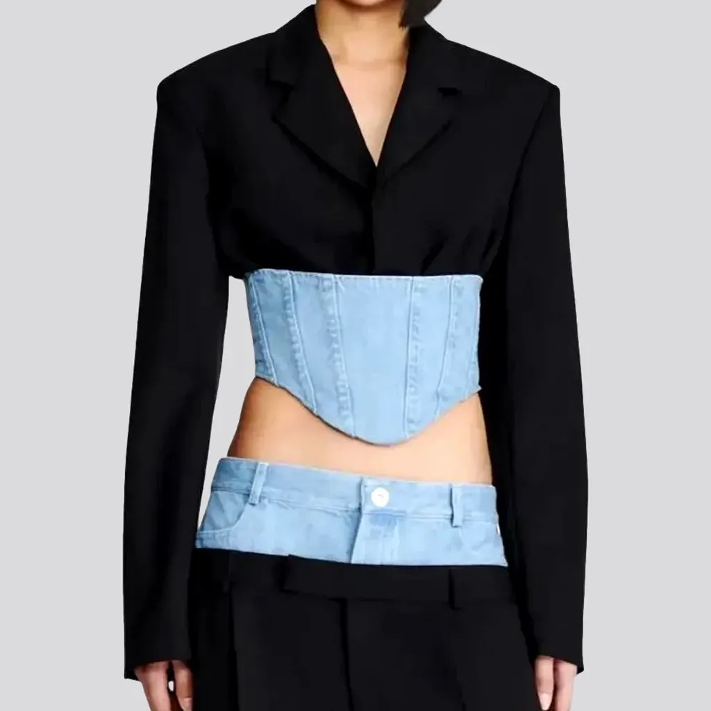 Light pattern denim corset women's jeans blazer