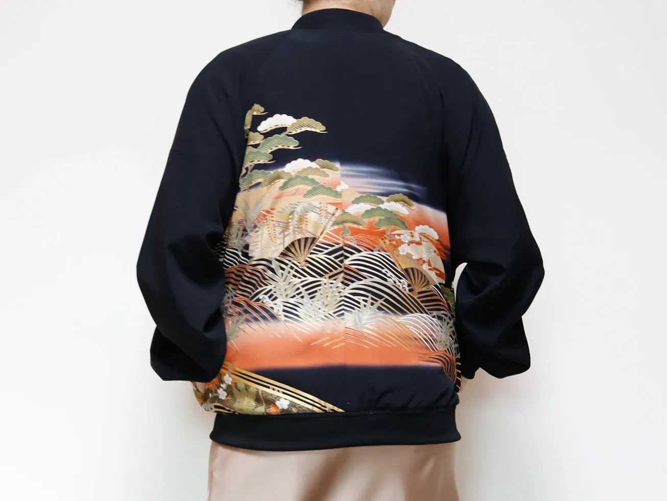 <J09-016> KIMONO BOMBER Jacket  -Mens M  Ladys XL