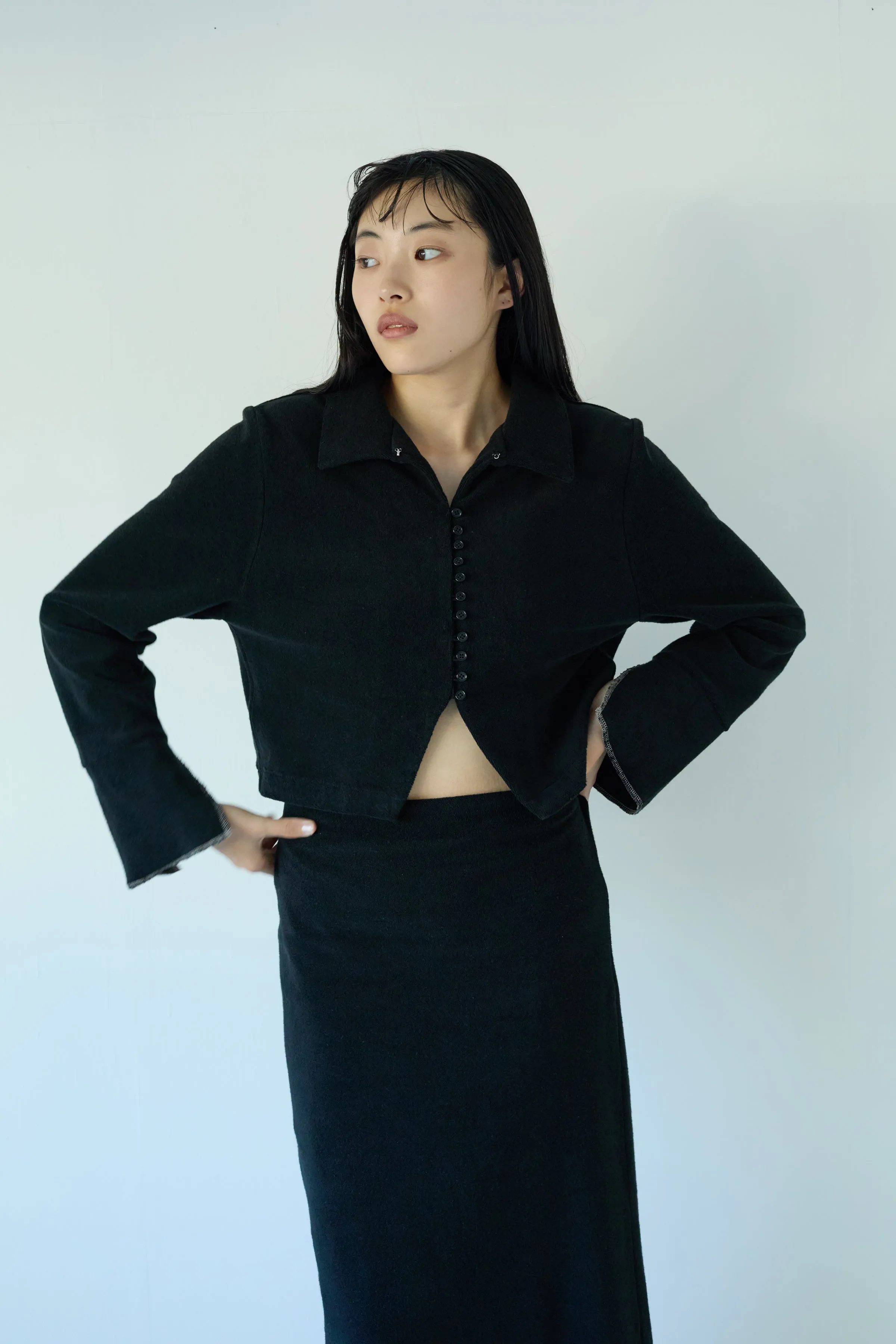 <PRE ODER > Pile fabric shirt tops