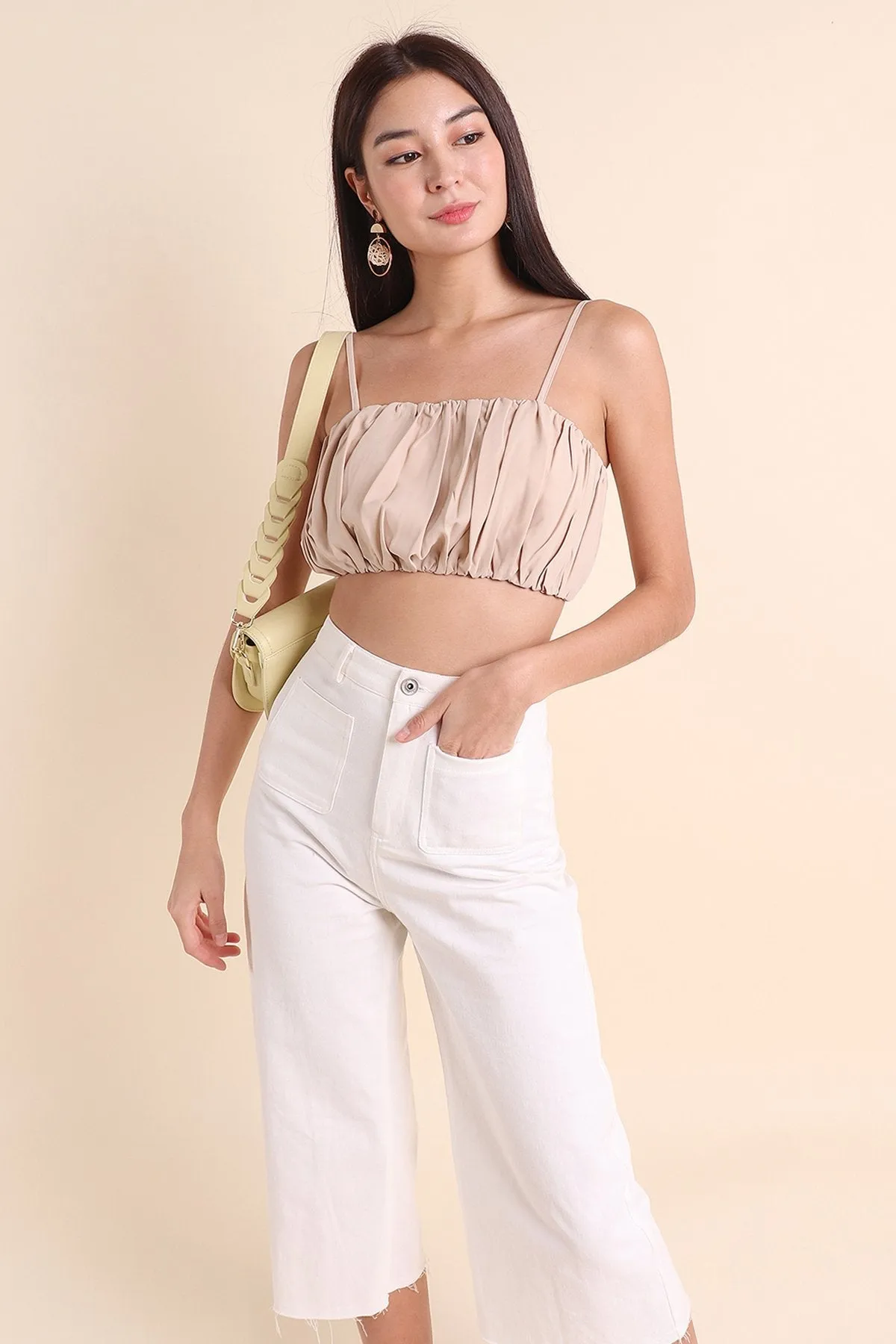 MADEBYNM 7 DAYS SUBSTANCE CROPPED TOP IN ECRU