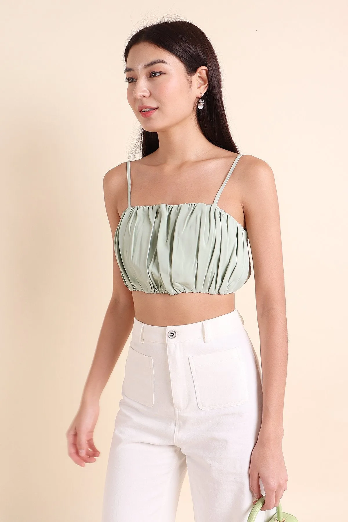 MADEBYNM 7 DAYS SUBSTANCE CROPPED TOP IN FROST SAGE