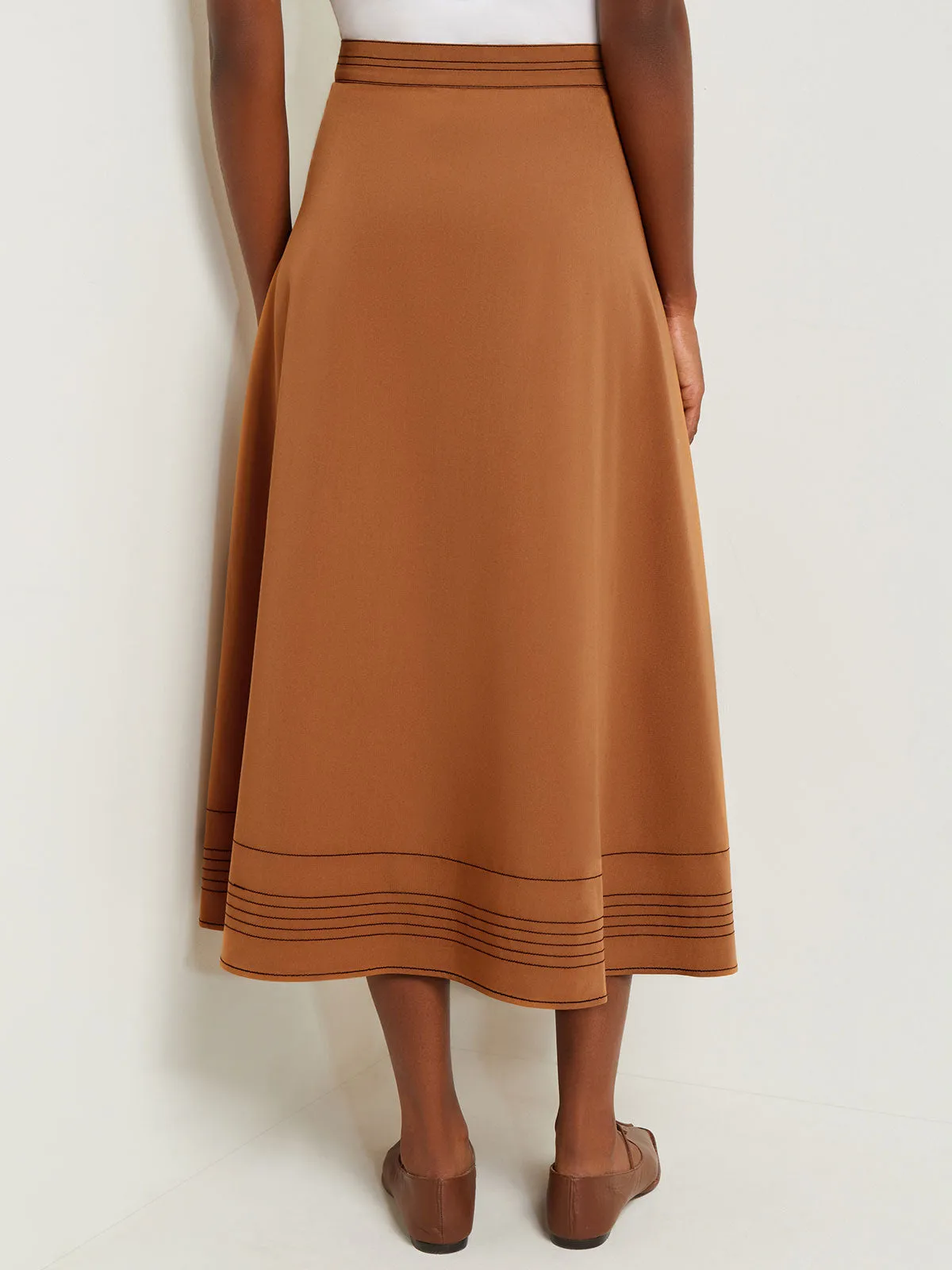 Maxi Wrap Skirt - Contrast Stitch Woven Twill