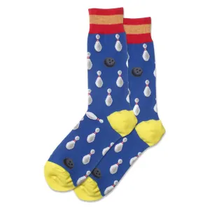 Men's Bowling Stripe Crew Socks/Royal Blue