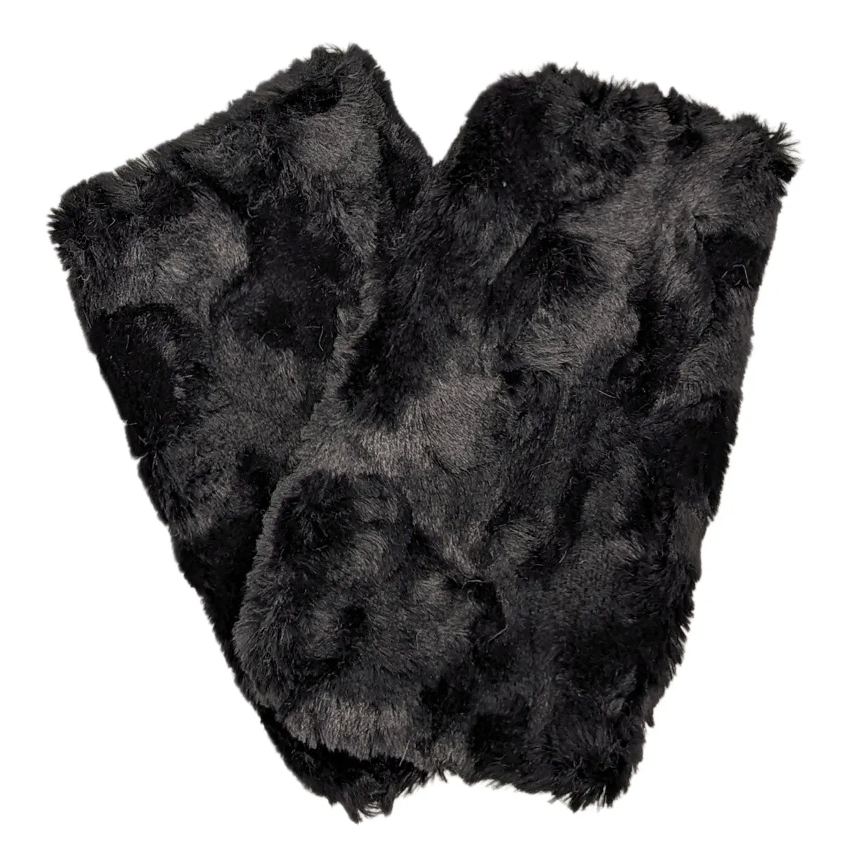 Men's Fingerless / Texting Gloves - Cuddly Faux Fur in Black