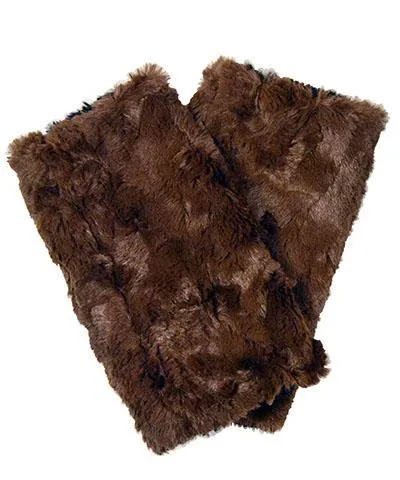 Men's Fingerless / Texting Gloves, Reversible - Luxury Faux Fur in Calico