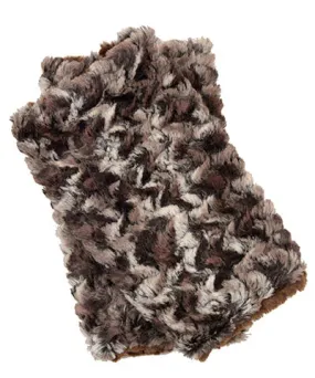 Men's Fingerless / Texting Gloves, Reversible - Luxury Faux Fur in Calico