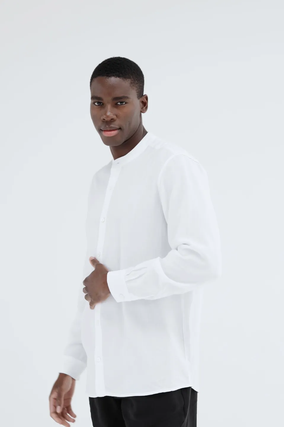 Mens Mandarin Long Shirt | White