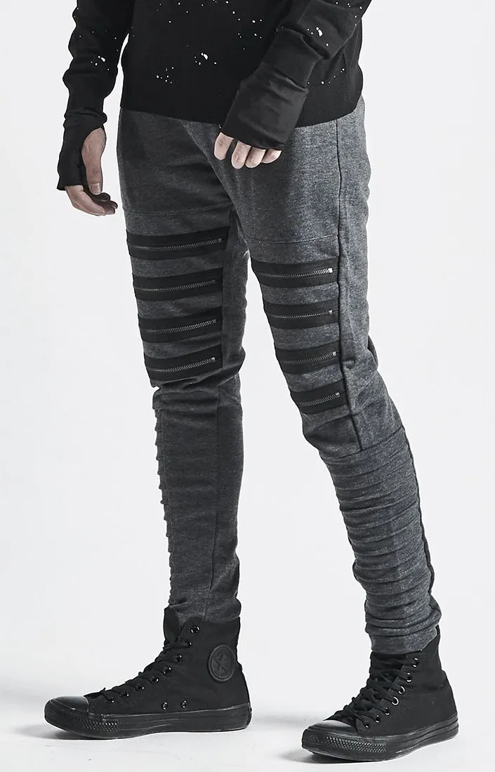 Men's Zipper Knee Korean Style Casual Biker Pants / Tapered Fitted Jogger Trouser