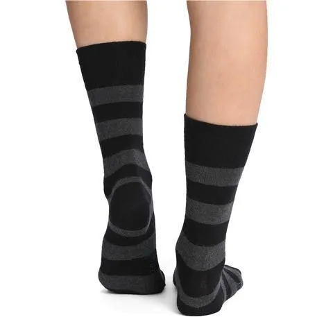 Merino and Alpaca Blend Striped Socks in Black - Aussie Made