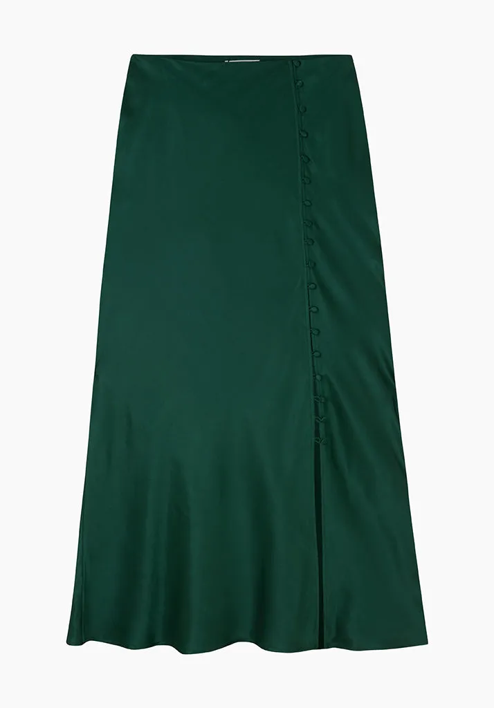 Mia Side Slit Maxi Skirt In Green