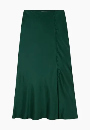 Mia Side Slit Maxi Skirt In Green