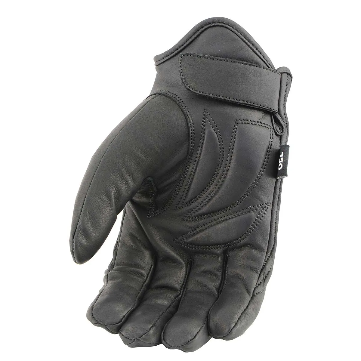 Milwaukee Leather MG7522 Men's Black Leather Waterproof Cruiser Motorcycle Hand Gloves W/ Gel Padded Palm