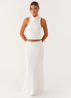 Mina Satin Maxi Skirt - White