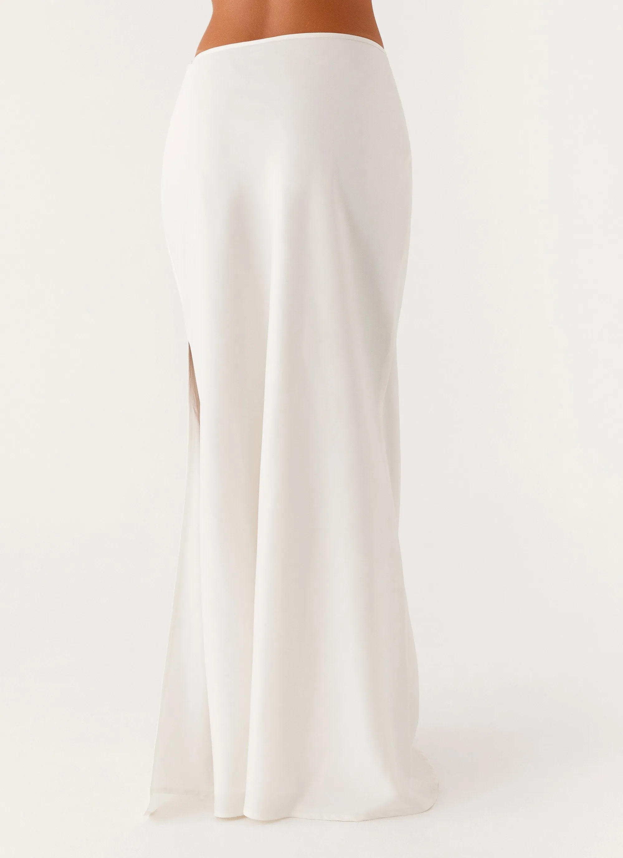 Mina Satin Maxi Skirt - White