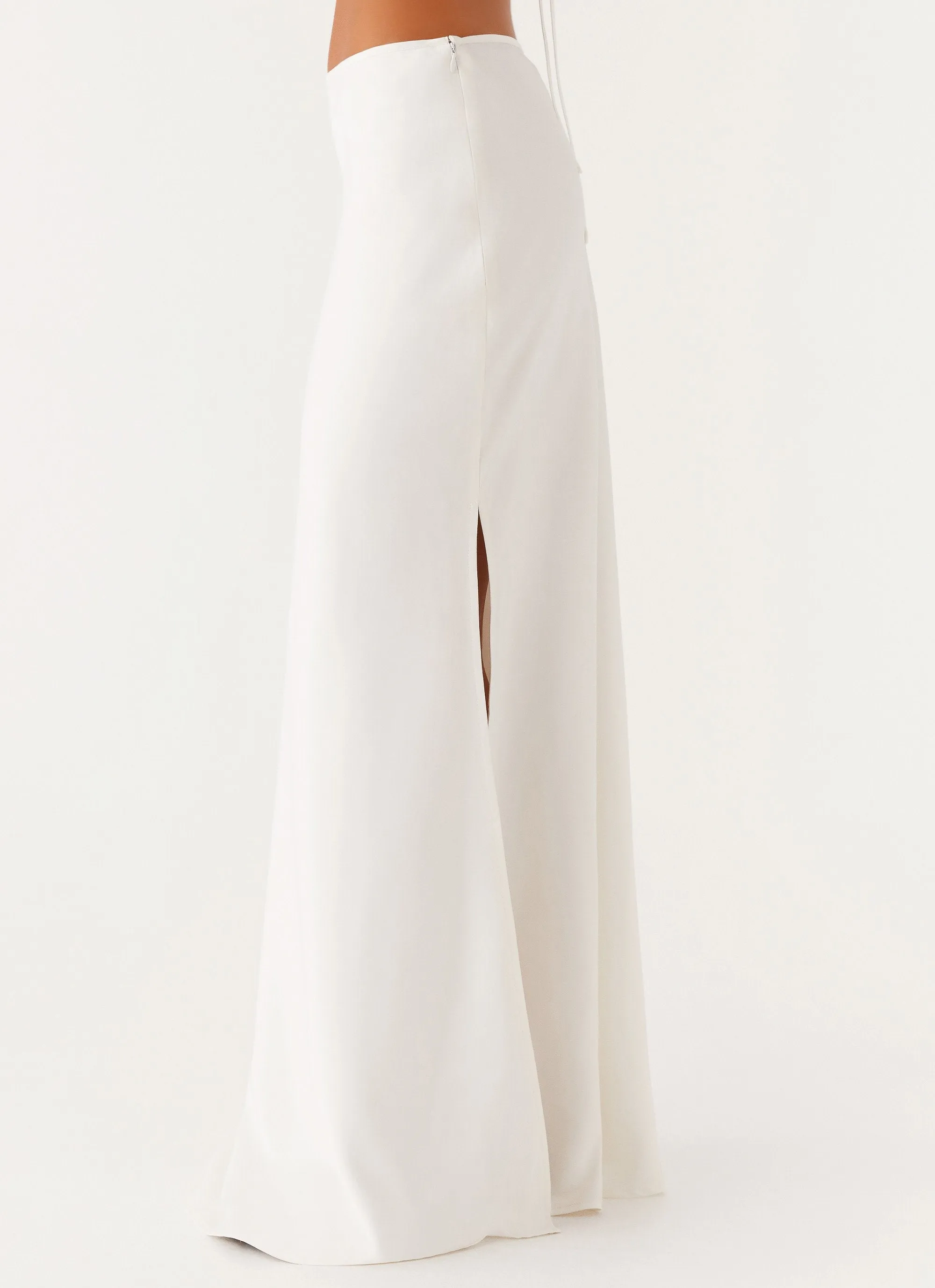 Mina Satin Maxi Skirt - White