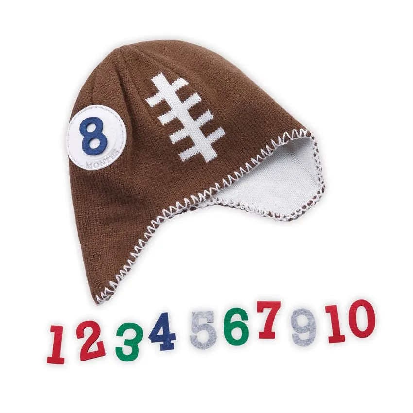 Mud Pie Monthly Milestone Football Knit Hat