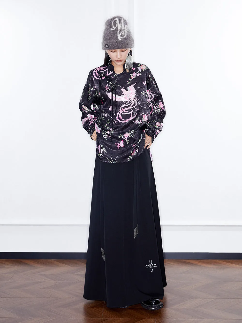 MUKZIN Linglong“Swordsman”New Chinese Style Maxi Skirt