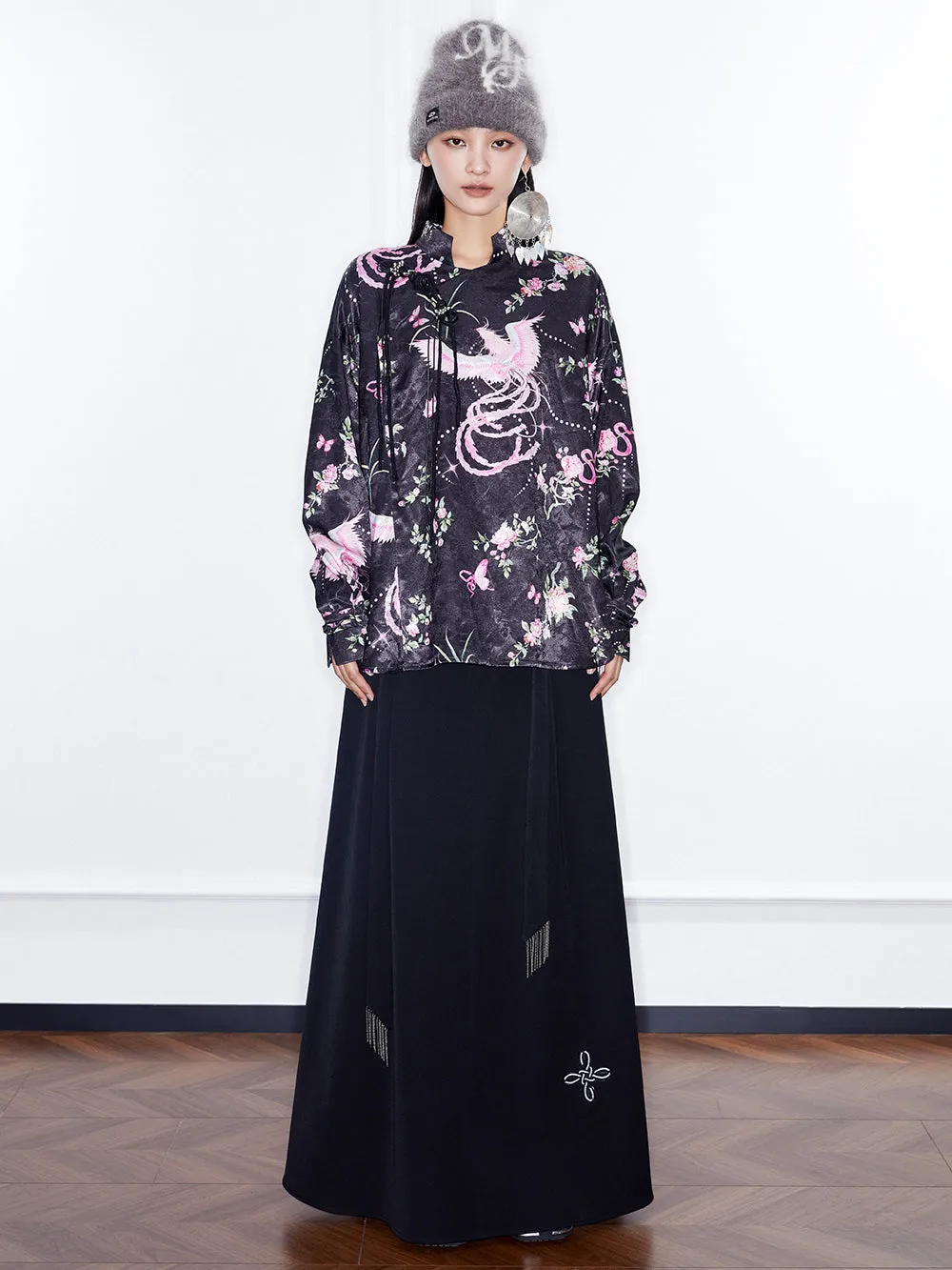 MUKZIN Linglong“Swordsman”New Chinese Style Maxi Skirt