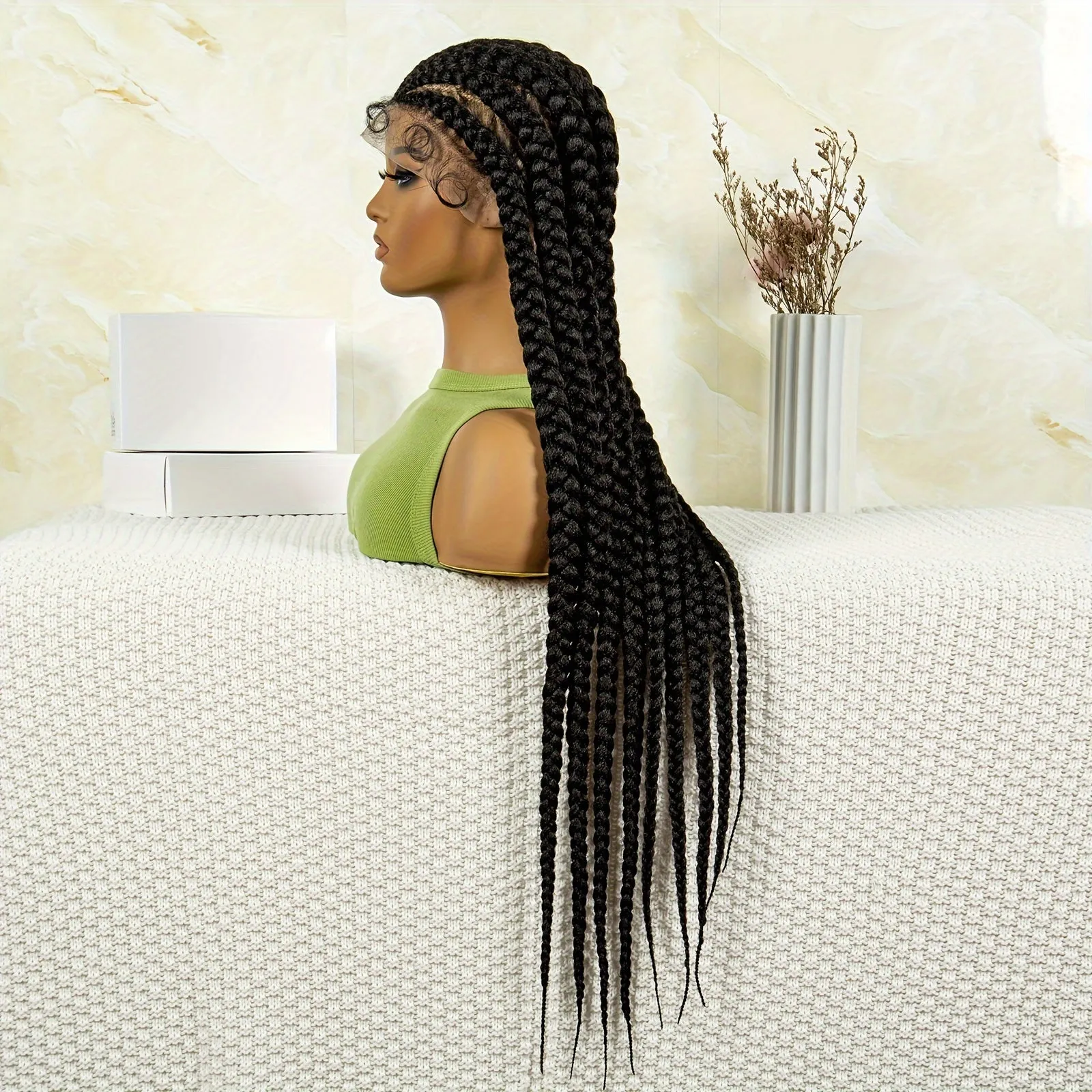 Multiple Braids Full Lace Synthetic Wig - Lightweight, Easy to Wear, Braided Synthetic Fiber Hood with Natural Look and Feel - Perfect for Daily Wear