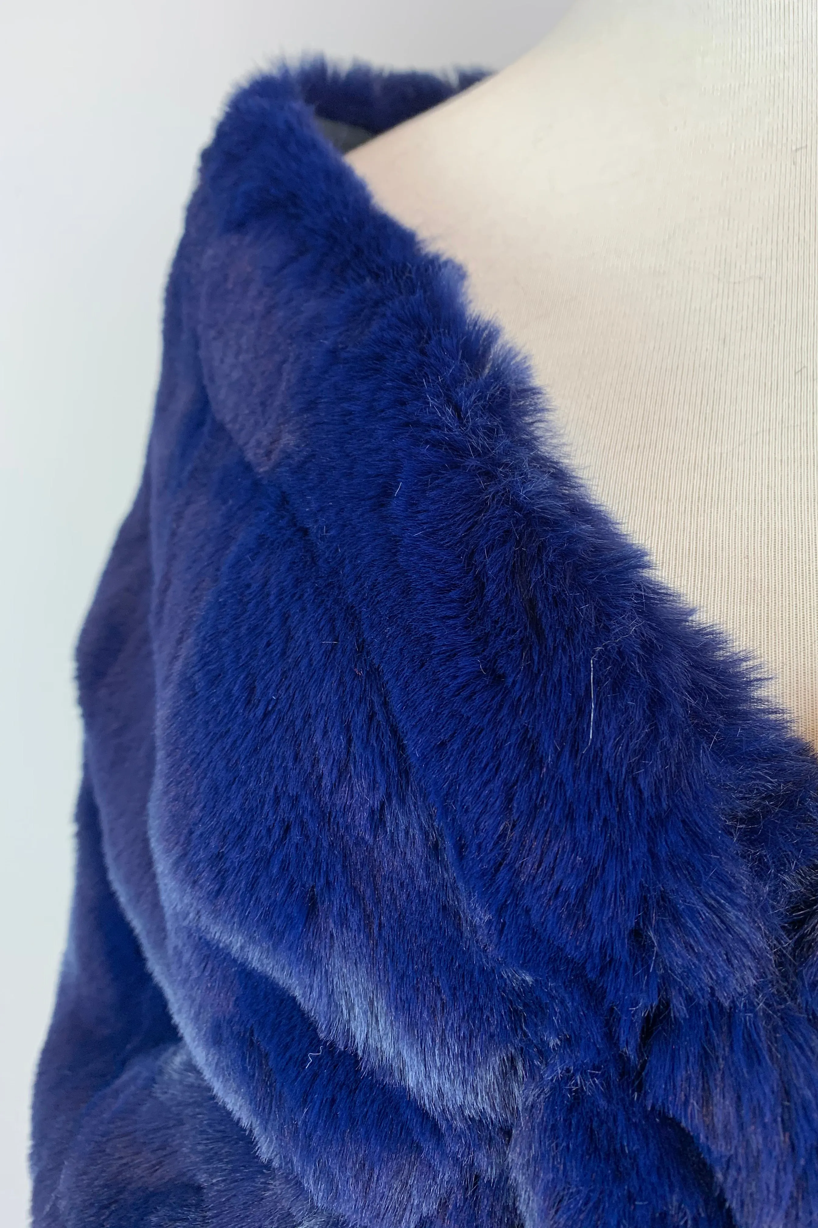 Navy Blue Faux Fur Bridal Cape (Audrey Nvy05)