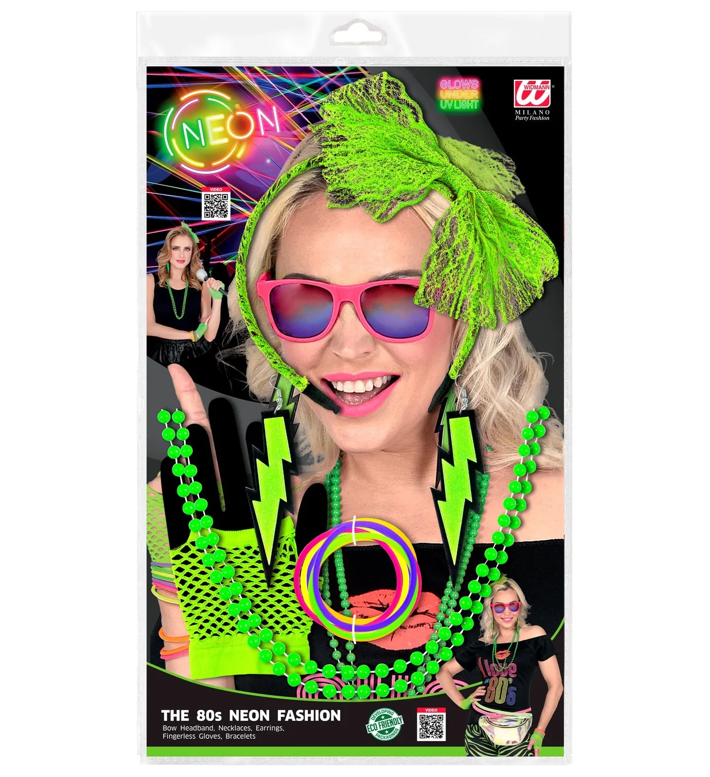 Neon Green 80's Costume Accessory Set