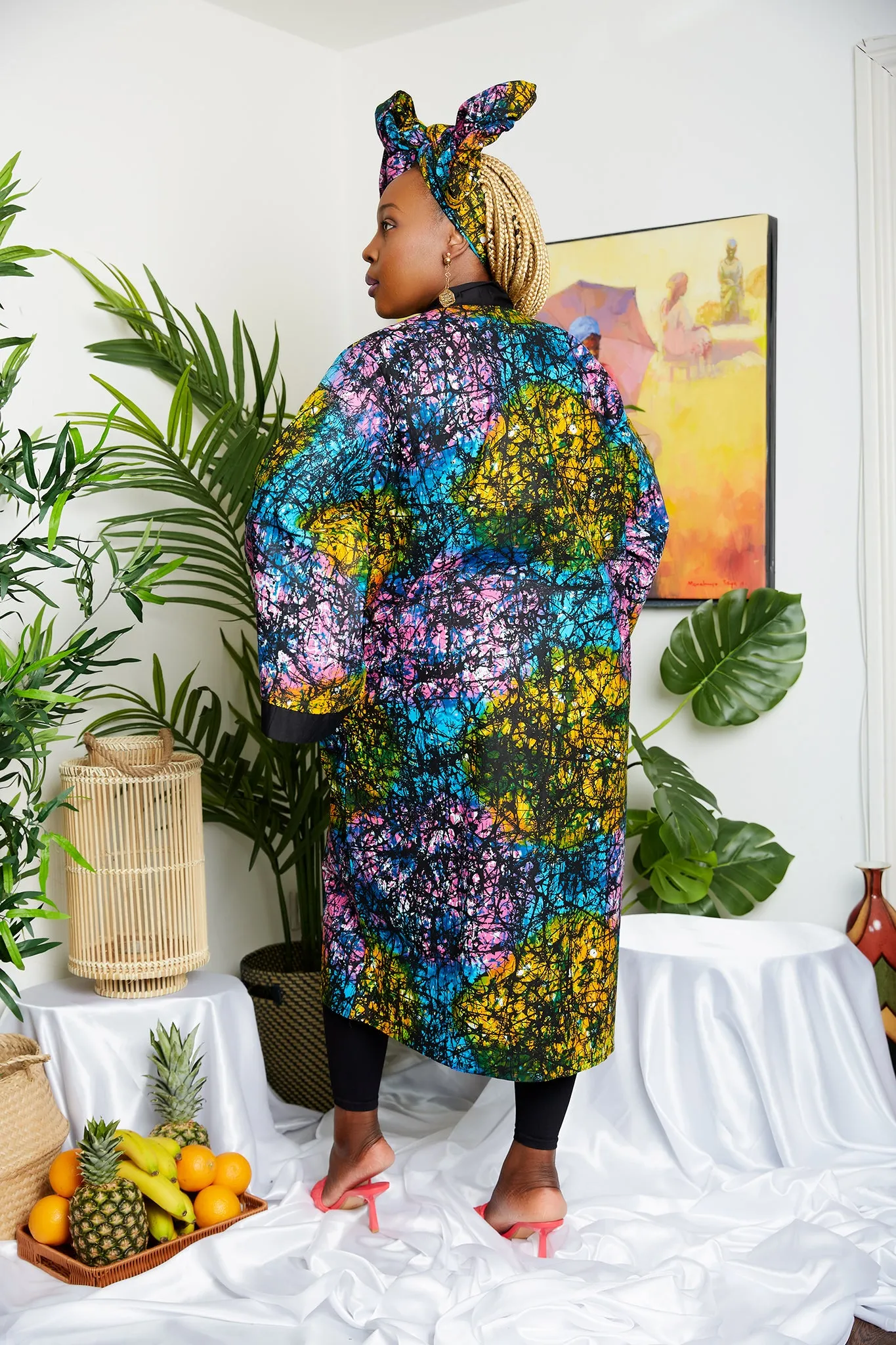 New in African Print Midi Kimono Jacket - Tatiana