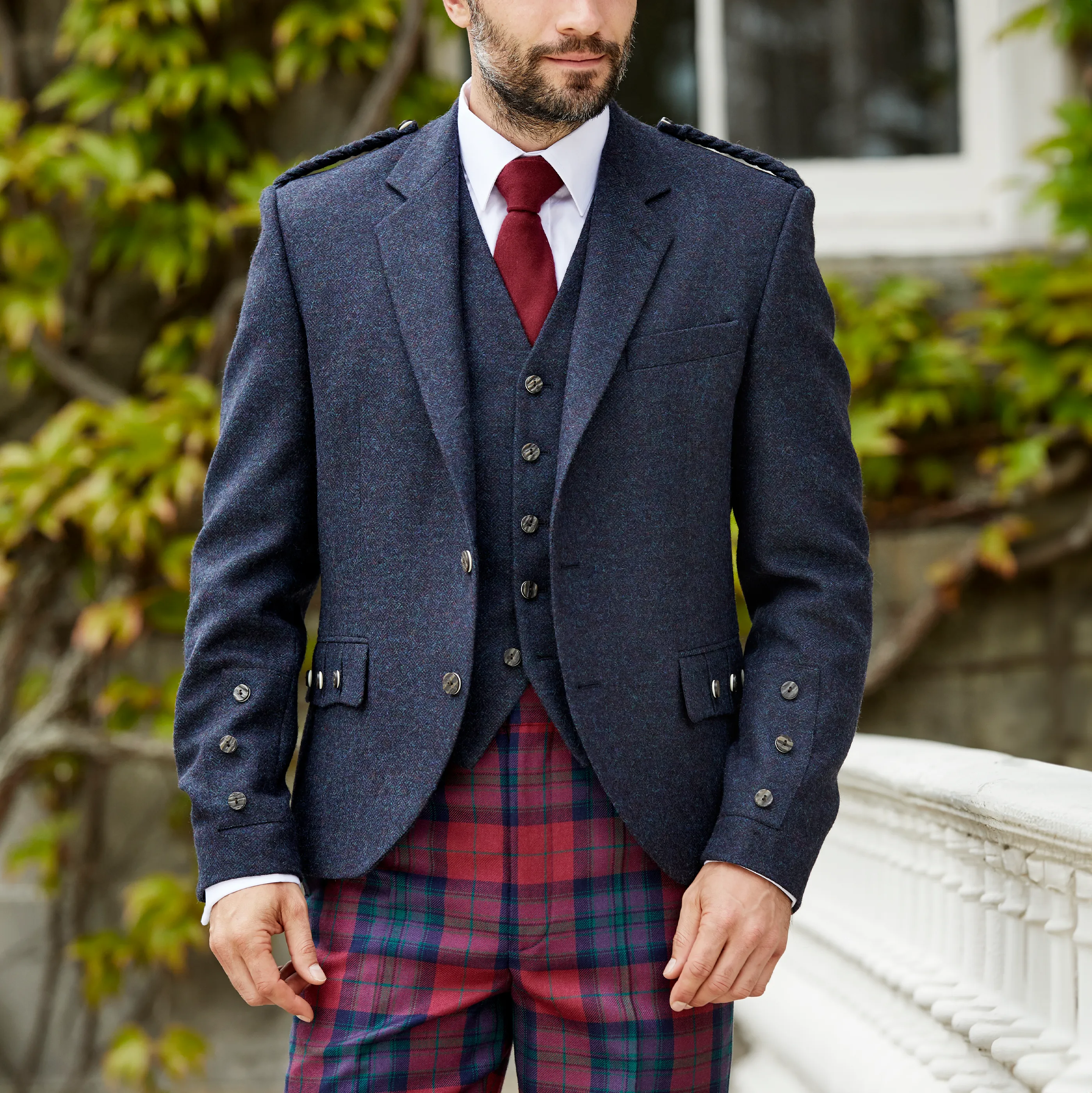 Ocean Blue Tweed Braemar Jacket & Waistcoat